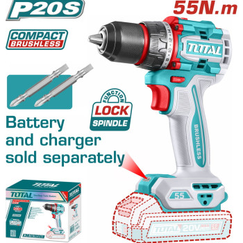 TOTAL ΕΠΑΓΓ. ΔΡΑΠΑΝΟΚΑΤΣΑΒΙΔΟ ΜΠΑΤ. Li-ion 20V / 55Nm BL Motor ΧΩΡΙΣ ΜΠΑΤ & ΦΟΡΤΙΣΤΗ (TDLI205581)