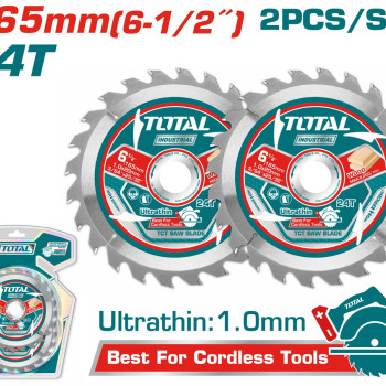 TOTAL ΕΠΑΓΓ. ΣΕΤ ΔΙΣΚΟΙ ΚΟΠΗΣ ΞΥΛΟΥ Φ-165 Χ 20mm 24Τ 2TEM ΓΙΑ TSLI1652 (TAC2331653)