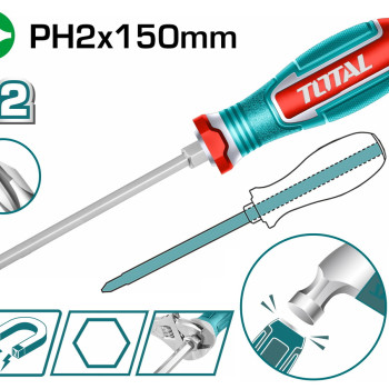 TOTAL ΕΠΑΓΓ. ΚΑΤΣΑΒΙΔΙ ΜΑΓΝ. ΧΤΥΠΗΤΟ ΣΤΑΥΡΟΥ PH2 X 150mm (TGTPH2150)