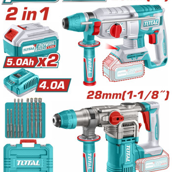TOTAL ΕΠΑΓΓ. ΣΕΤ ΠΝΕΥΜΑΤΙΚΑ ΠΙΣΤΟΛΕΤΑ 2τεμ ΜΠΑΤ. Li-ion 20V / 5Ah / 2 ΜΠΑΤ. BL Motor (TOSLI250462E)