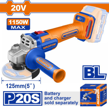 WADFOW ΓΩΝΙΑΚΟΣ ΤΡΟΧΟΣ 125mm ΜΠΑΤ. Li-ion 20V ΧΩΡΙΣ ΜΠΑΤΑΡΙΑ & ΦΟΡΤΙΣΤΗ (WLAPB530)