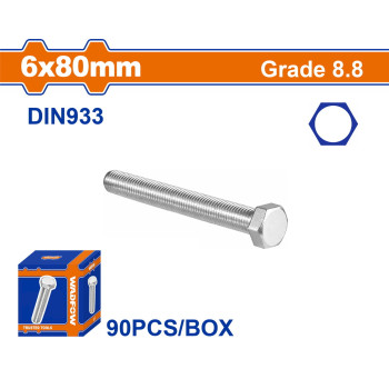 WADFOW ΒΙΔΑ ΕΞΑΓΩΝΗ ΓΑΛΒ. 8.8 DIN933 6X80 90TEM (WXSP51FA)