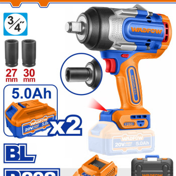 WADFOW ΜΠΟΥΛΟΝΟΚΛΕΙΔΟ ΜΠΑΤ. Li-ion 20V / 1280Nm / 5Ah / 2 ΜΠΑΤ BL Motor (WCD1B128E)