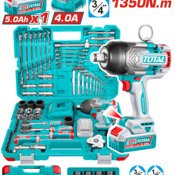 TOTAL ΕΠΑΓΓ. ΣΕΤ ΜΠΟΥΛΟΝΟΚΛΕΙΔΟ ΜΠΑΤ. Li-ion 20V / 1350Nm / 5Ah / 1 ΜΠΑΤ 126ΤΕΜ (THKTHP31262)