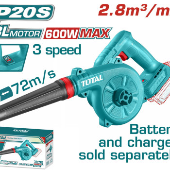 TOTAL ΕΠΑΓΓ. ΦΥΣΗΤΗΡΑΣ ΜΠΑΤ. Li-ion 20V ΧΩΡΙΣ ΜΠΑΤΑΡΙΑ & ΦΟΡΤΙΣΤΗ BL Motor (TABLI2068)