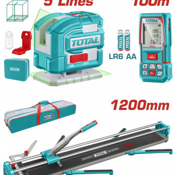 TOTAL ΕΠΑΓΓ. ΣΕΤ ΚΟΦΤΗΣ ΠΛΑΚΙΔΙΩΝ 120cm + ΑΛΦΑΔΙ LASER 35m + ΜΕΤΡΗΤΗΣ ΑΠΟΣ. 100m (TOS250911)