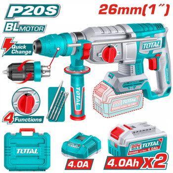 TOTAL ΕΠΑΓΓ. ΣΕΤ ΠΝΕΥΜΑΤΙΚΟ ΠΙΣΤΟΛΕΤΟ ΜΠΑΤ. Li-ion 20V / 4Ah / 2 ΜΠΑΤΑΡΙΕΣ ΜΕ ΤΑΧΥΤΣΟΚ (TRHLI202689)