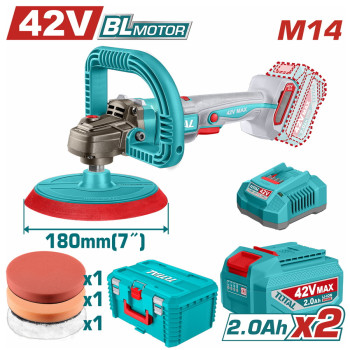 TOTAL ΕΠΑΓΓ. ΓΩΝΙΑΚΟΣ ΑΛΟΙΦΑΔΟΡΟΣ ΜΠΑΤ. Li-ion 42V / 180mm / 2Ah / 2 ΜΠΑΤ BL Motor (TAPLI42182E)