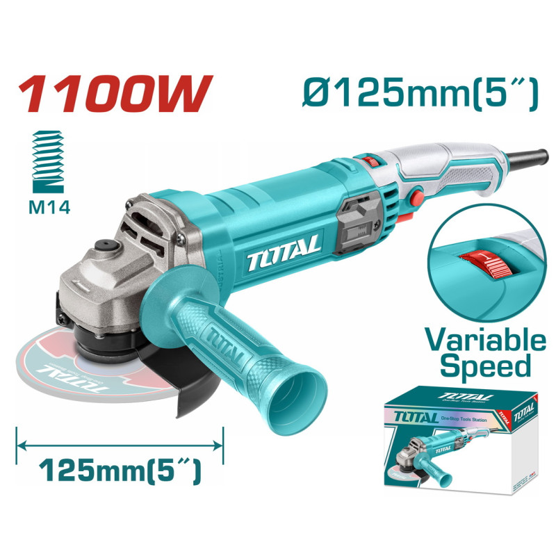 TOTAL ΕΠΑΓΓ. ΓΩΝΙΑΚΟΣ ΛΕΙΑΝΤΗΡΑΣ 1.100W - 125mm ΗΛΕΚΤΡΟΝΙΚΟΣ (TG110125565E)