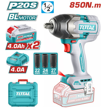TOTAL ΕΠΑΓΓ. ΜΠΟΥΛΟΝΟΚΛΕΙΔΟ ΜΠΑΤ. Li-ion 20V / 4Ah / 850Nm / 2 ΜΠΑΤΑΡΙΕΣ (TIWLI2085E)