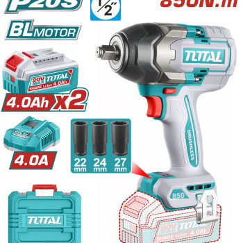 TOTAL ΕΠΑΓΓ. ΜΠΟΥΛΟΝΟΚΛΕΙΔΟ ΜΠΑΤ. Li-ion 20V / 4Ah / 850Nm / 2 ΜΠΑΤΑΡΙΕΣ (TIWLI2085E)