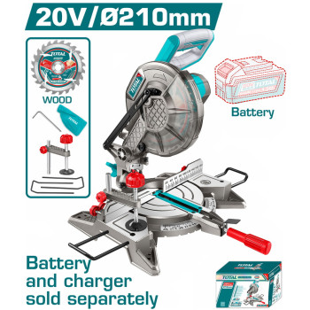 TOTAL ΕΠΑΓΓ. ΔΙΣΚΟΠΡΙΟΝΟ ΠΑΓΚΟΥ ΜΠΑΤ. Li-ion 20V /  Φ-210mm ΧΩΡΙΣ ΜΠΑΤΑΡΙΑ & ΦΟΡΤΙΣΤΗ (TMSLI2021)