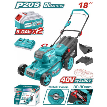 TOTAL ΕΠΑΓΓ. ΜΗΧΑΝΗ ΓΚΑΖΟΝ ΜΠΑΤ. Li-ion 2X20V / 5Ah / 46cm / 2 ΜΠΑΤ BL Motor (TLMLI20186)