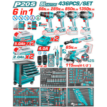 TOTAL ΕΠΑΓΓ. ΕΡΓΑΛΕΙΟΦΟΡΟΣ ΜΕ 20V 6 in1 ΕΡΓΑΛΕΙΑ & 436ΤΕΜ ΕΡΓΑΛΕΙΑ-ΕΞΑΡΤΗΜΑΤΑ (THPTCS84362E)