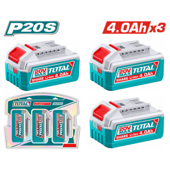 TOTAL ΕΠΑΓΓ. ΣΕΤ 3τεμ ΜΠΑΤ. TFBLI2002 Li-ion 20V / 4Ah (TOSLI251296E)