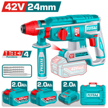 TOTAL ΕΠΑΓΓ. ΣΕΤ ΠΝΕΥΜΑΤΙΚΟ ΠΙΣΤΟΛΕΤΟ ΜΠΑΤ. Li-ion 42V / 24mm/ 2Ah / 2 ΜΠΑΤ BL Motor (TRHLI422482E)